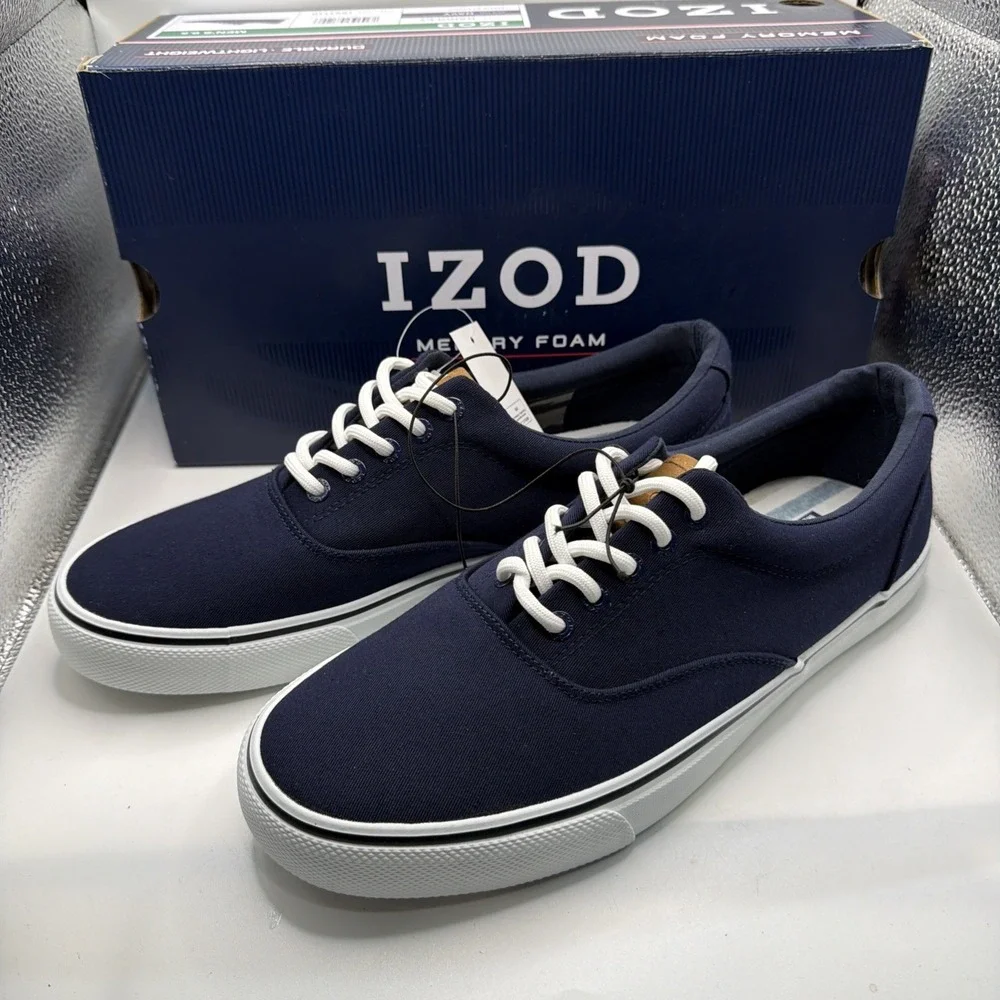 Izod Men's Rangley Lace Up Navy Blue Canvas Shoes Size 10. New